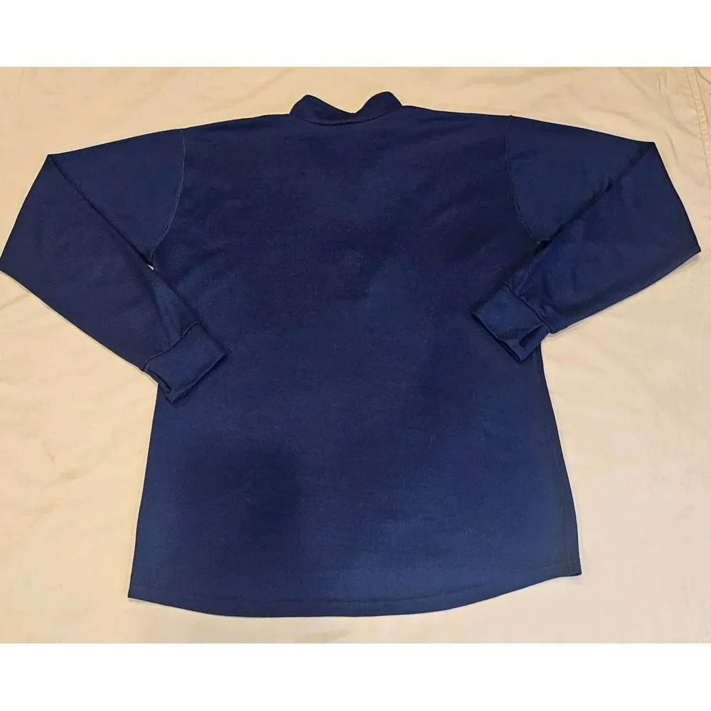 L.L. Bean Mens Sz L Blue 1/4 Zip Midweight Base Layer‎ Pullover Shirt USA Made